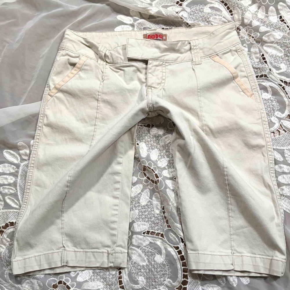 Y2K Capri Jorts No Boundaries Juniors Bermuda Shorts Sandy Beach Beige Size 3